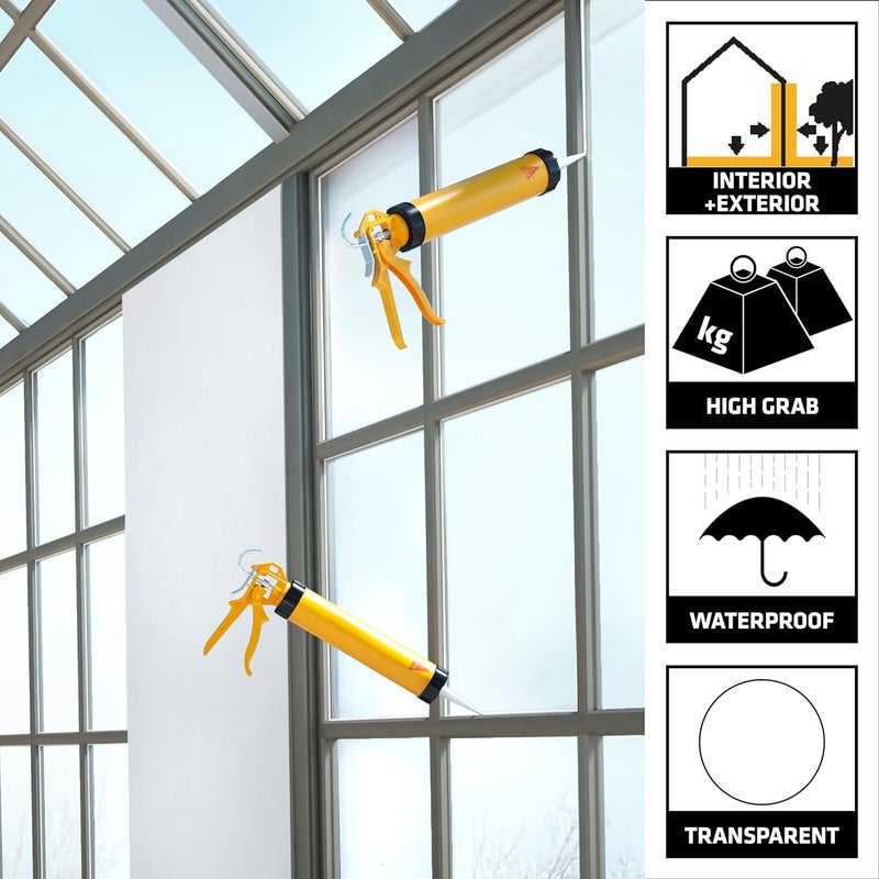 سيكا سيكاسيل 116-GP مانع تسرب سيليكون عالمي مع مسدس، 280 مل - سيليكون معالج بالأسيتوكسي للأغراض العامة (أبيض) - Image 5